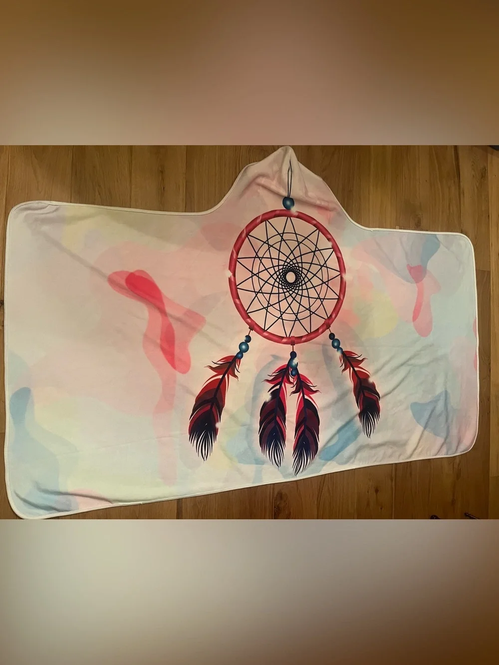 Cream Sherpa Hooded Blanket with Wind Catcher Design